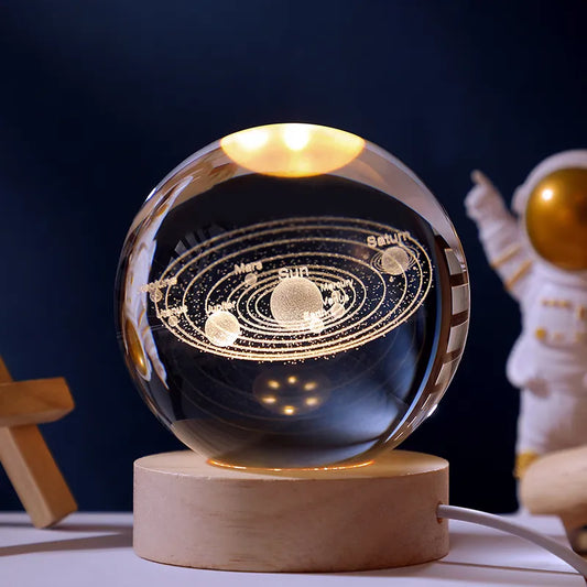 3D Solar System Crystal Ball Night Light  -  Immerse yourself in the celestial wonders