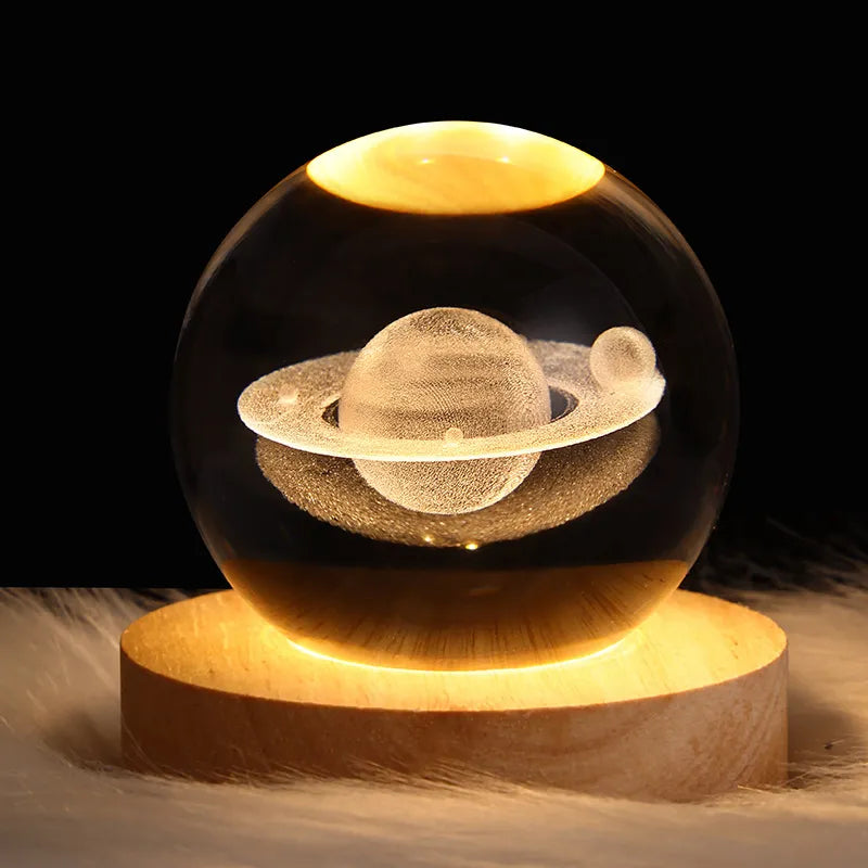 3D Saturn Crystal Ball Night Light - Illuminate Your World with Cosmic Wonder!